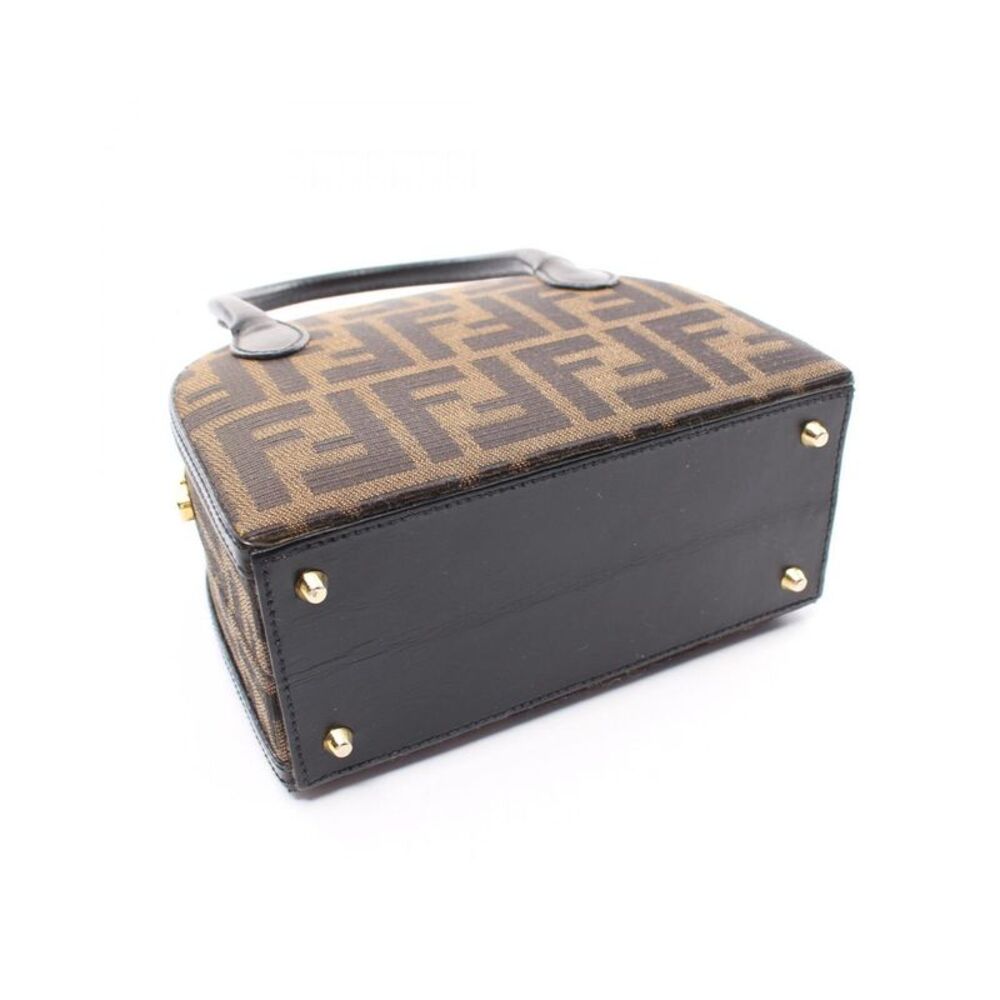Pre Loved Fendi Selleria Mini Zucca Canvas and Leather Handbag Brown - Picture 6 of 8
